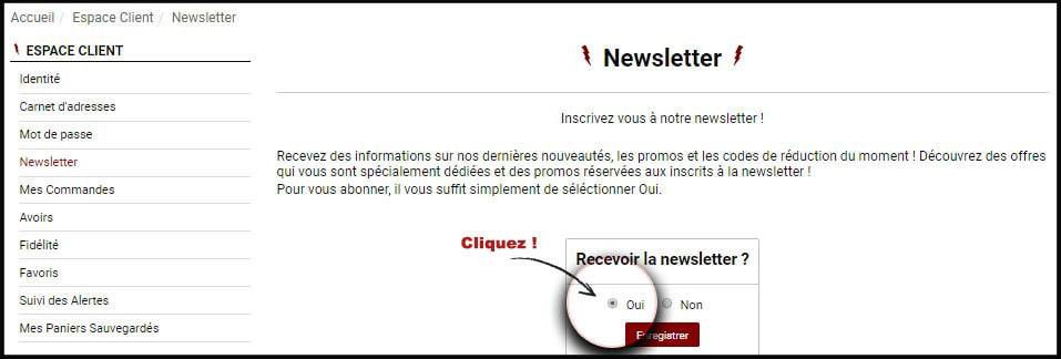 Inscription newsletter